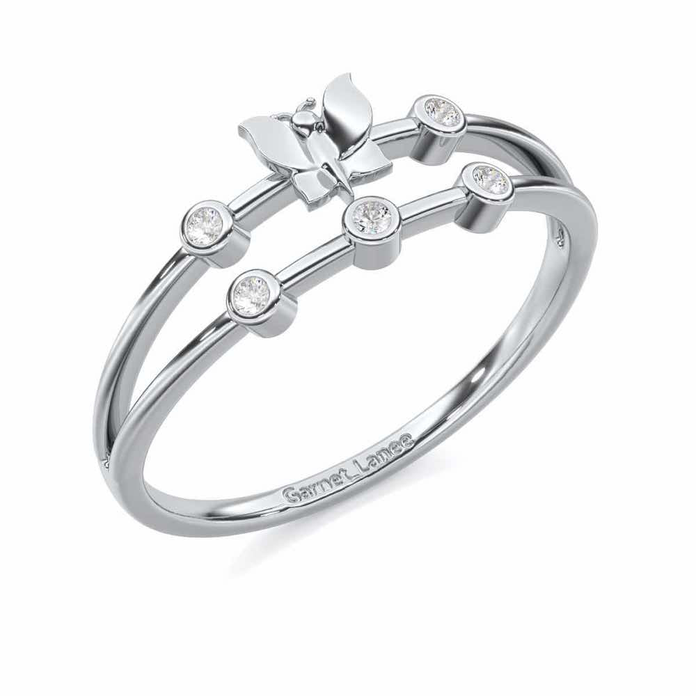 Meadow Butterfly Silver Ring - White Gold - Image 1