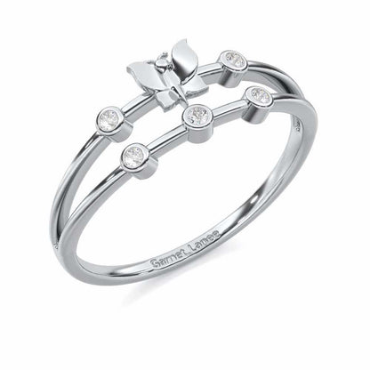 Meadow Butterfly Silver Ring - White Gold - Image 1