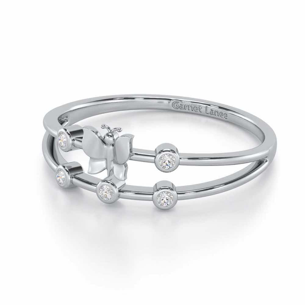 Meadow Butterfly Silver Ring - White Gold - Image 2