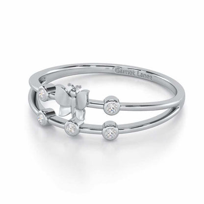 Meadow Butterfly Silver Ring - White Gold - Image 2