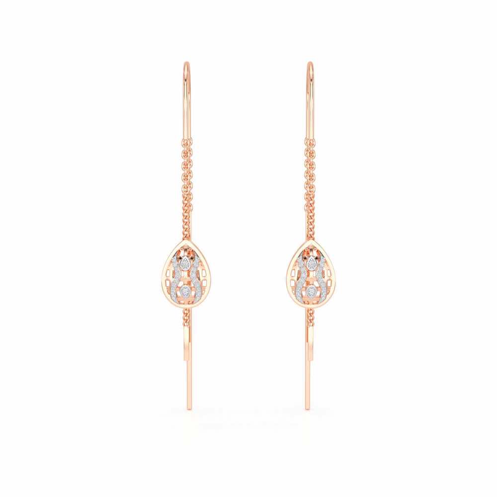 Mehram Silver Dangler Earrings - Rose Gold - Image 1