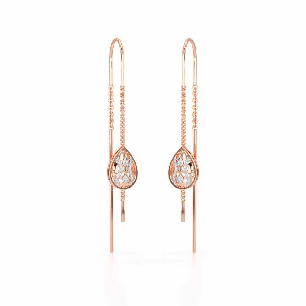 Mehram Silver Dangler Earrings - Rose Gold - Image 2