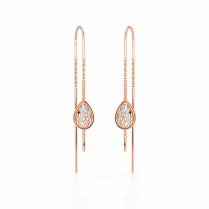 Mehram Silver Dangler Earrings - Rose Gold - Image 2