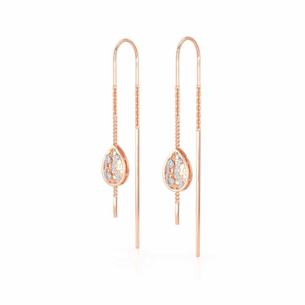Mehram Silver Dangler Earrings - Rose Gold - Image 3
