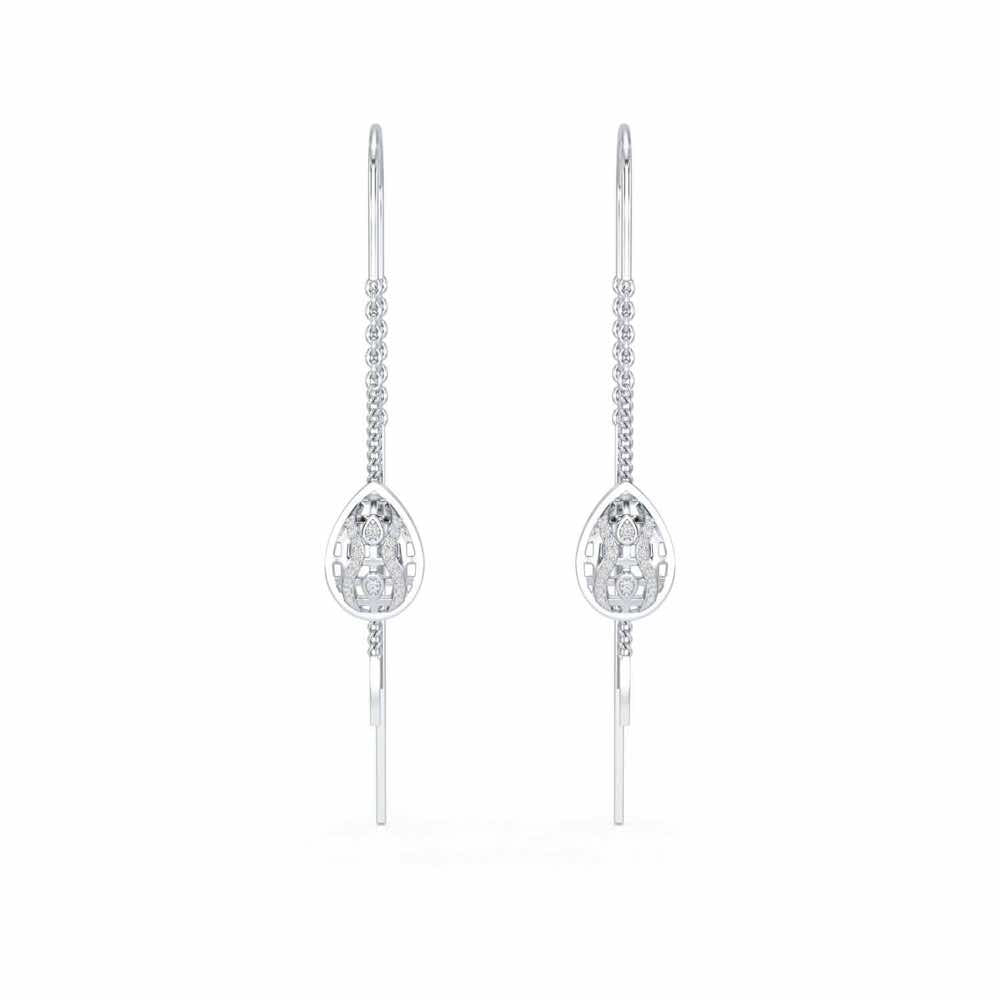 Mehram Silver Dangler Earrings - White Gold - Image 1