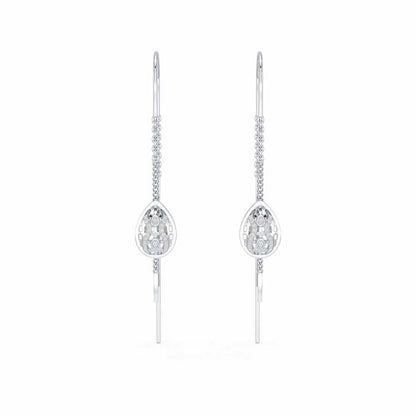 Mehram Silver Dangler Earrings - White Gold - Image 1