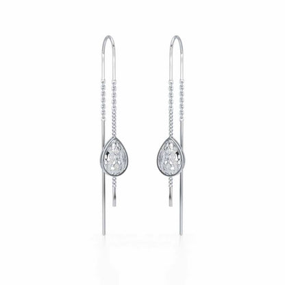 Mehram Silver Dangler Earrings - White Gold - Image 2