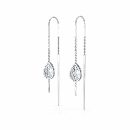 Mehram Silver Dangler Earrings - White Gold - Image 3