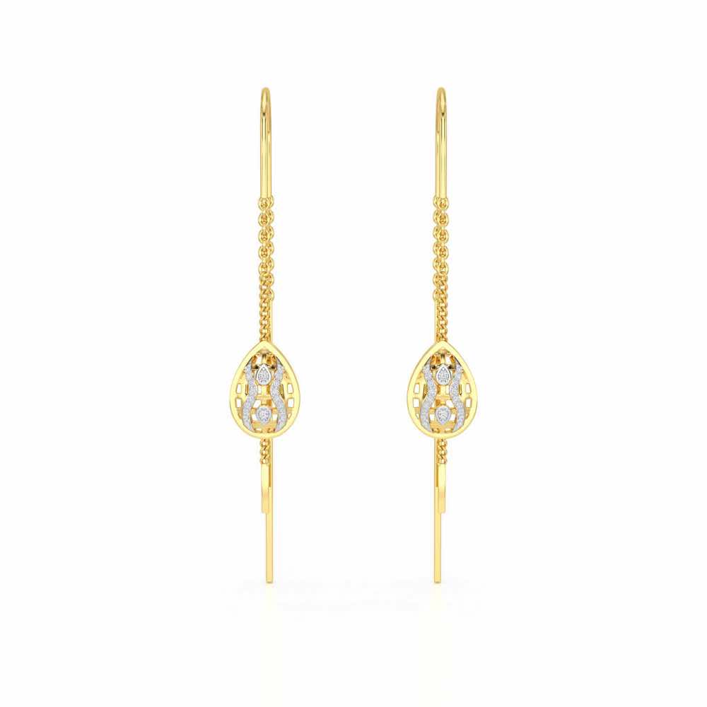 Mehram Silver Dangler Earrings - Yellow Gold - Image 1