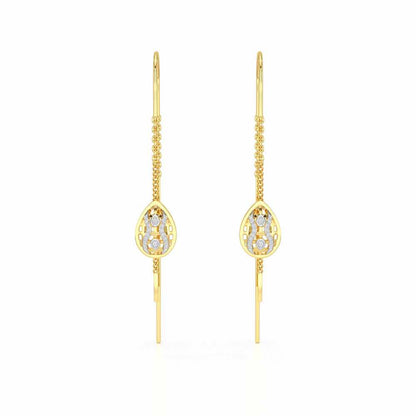 Mehram Silver Dangler Earrings - Yellow Gold - Image 1