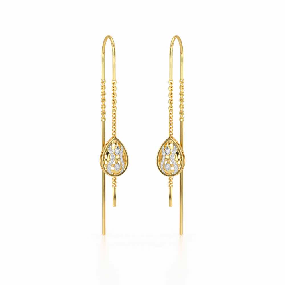 Mehram Silver Dangler Earrings - Yellow Gold - Image 2