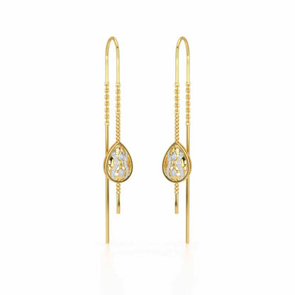 Mehram Silver Dangler Earrings - Yellow Gold - Image 2