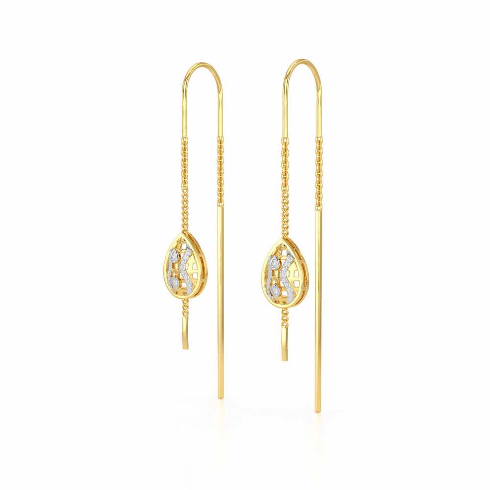 Mehram Silver Dangler Earrings - Yellow Gold - Image 3