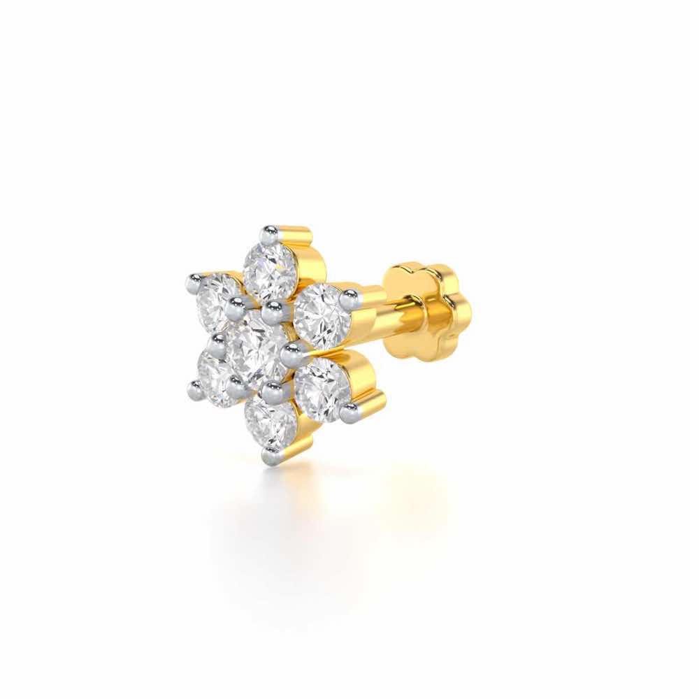 Mellow Gem Silver Nosepin - Yellow Gold - Image 2