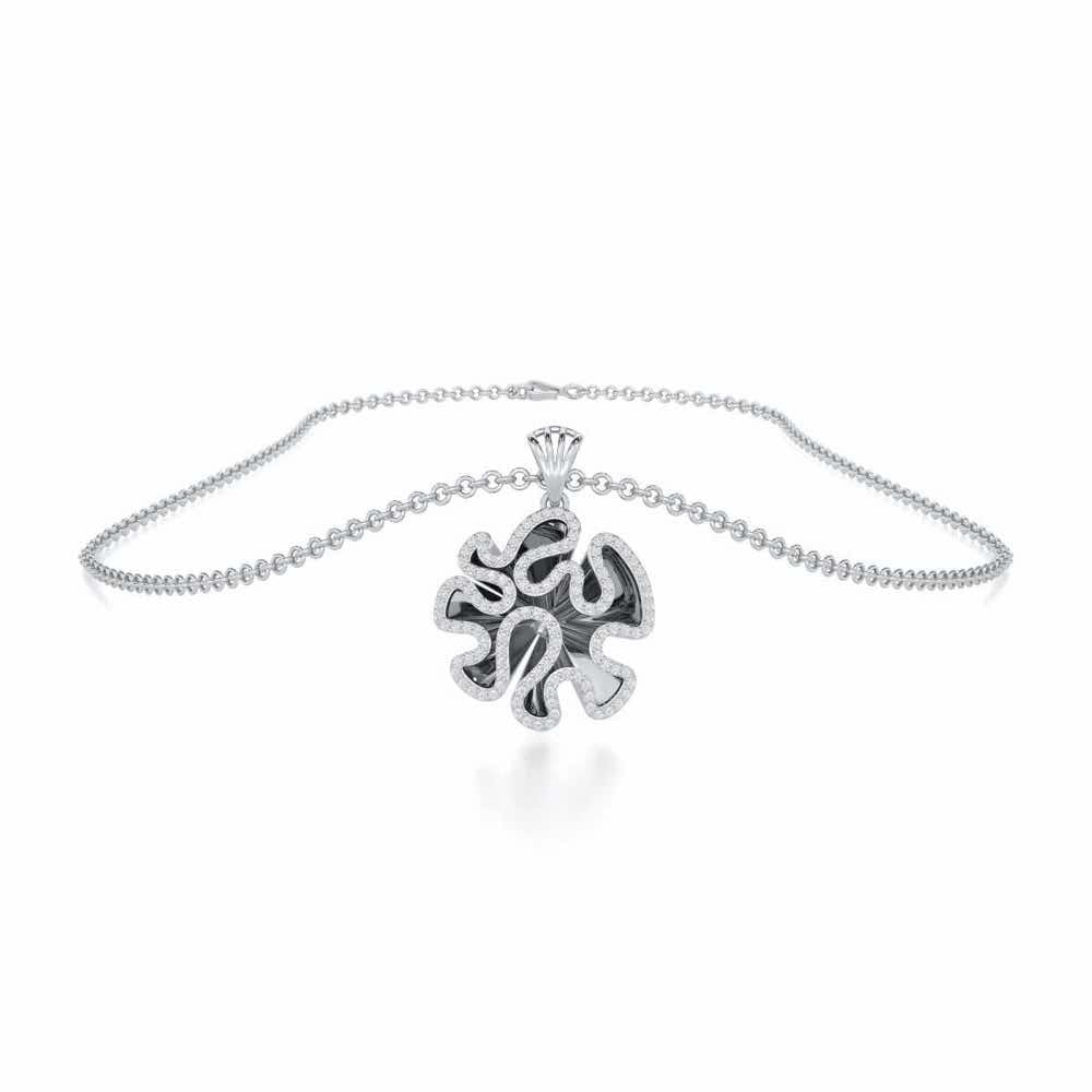 Melodic Reverie Silver Pendant - White Gold - Image 3