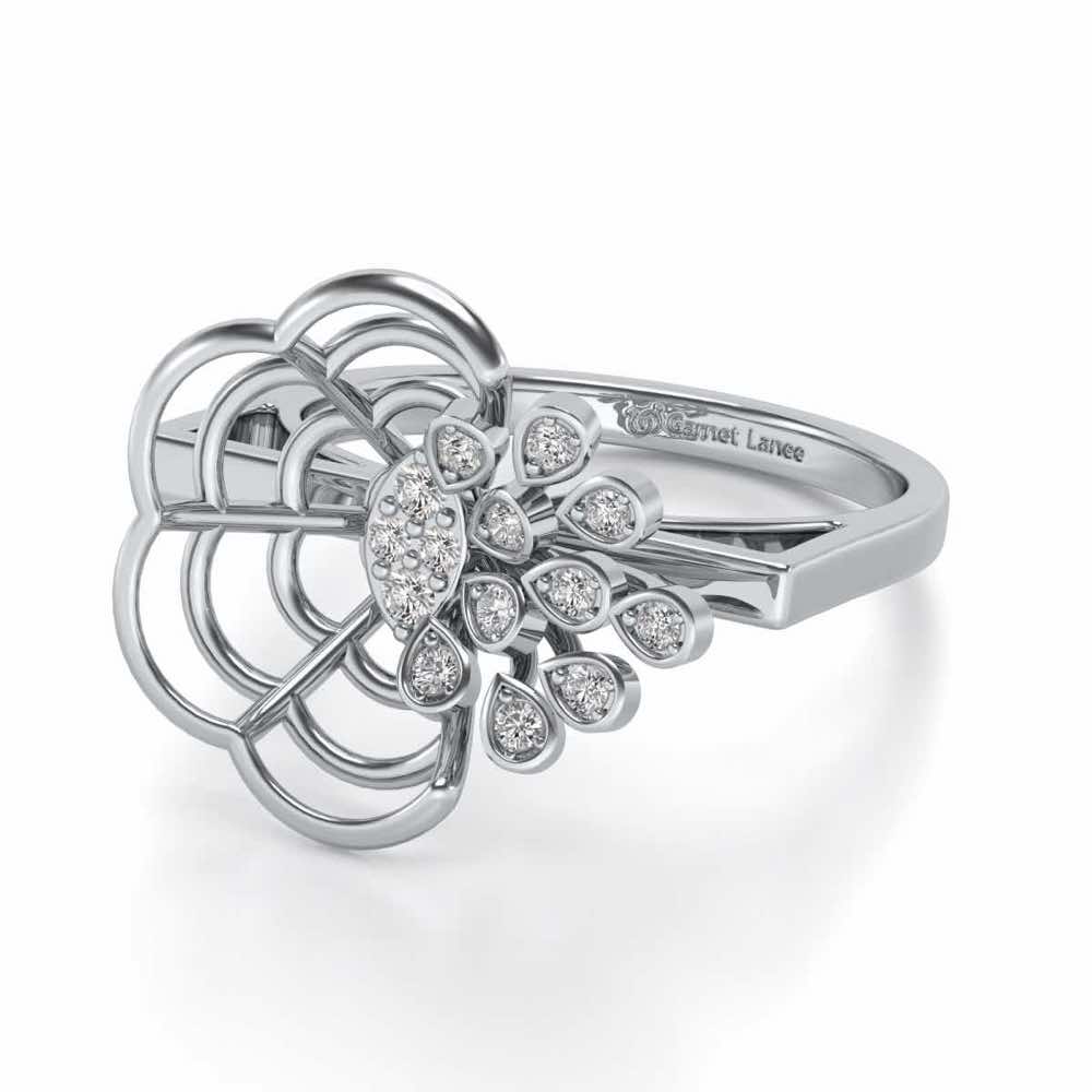 Melt Flora Silver Ring - White Gold - Image 2
