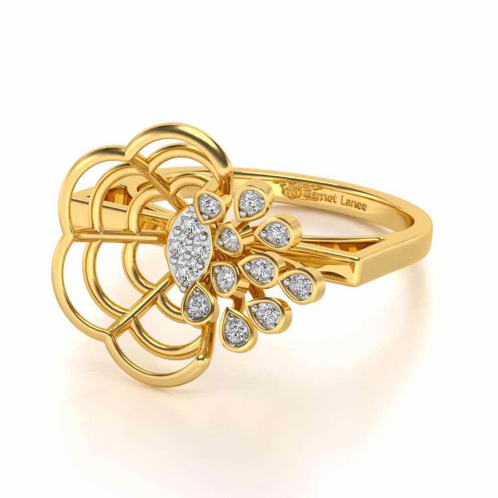 Melt Flora Silver Ring - Yellow Gold - Image 2