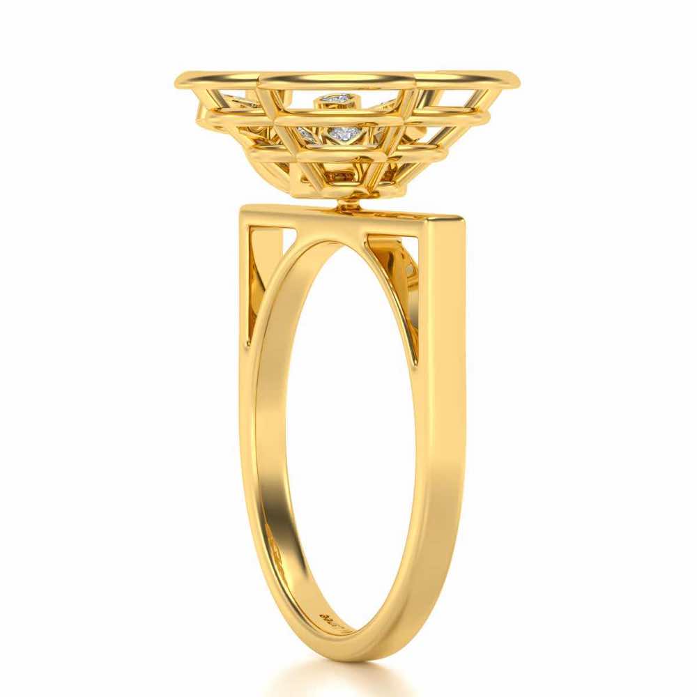 Melt Flora Silver Ring - Yellow Gold - Image 3