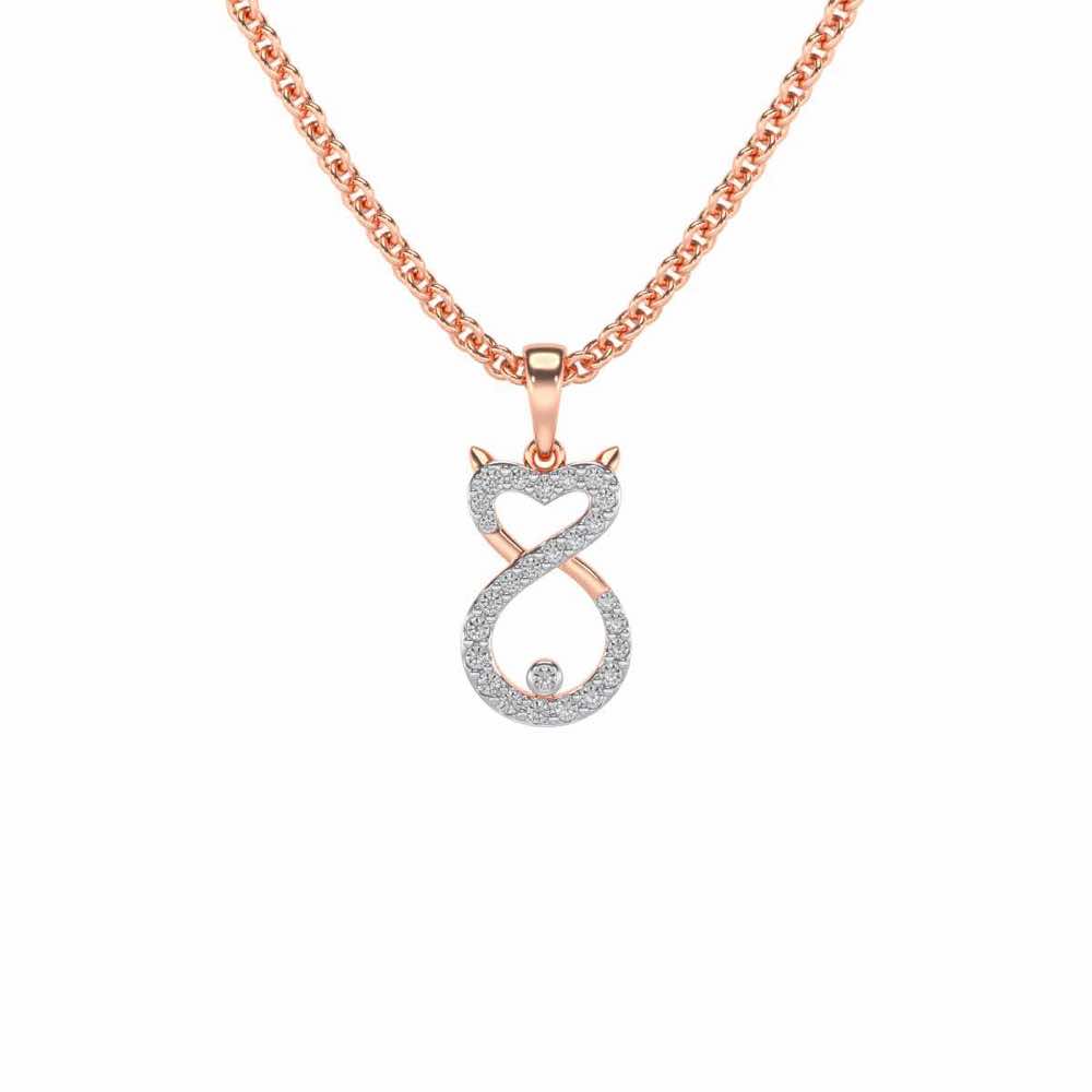 Meow Silver Pendant - Rose Gold - Image 2