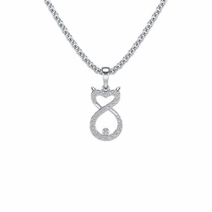 Meow Silver Pendant - White Gold - Image 2
