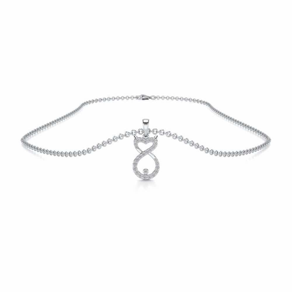 Meow Silver Pendant - White Gold - Image 3