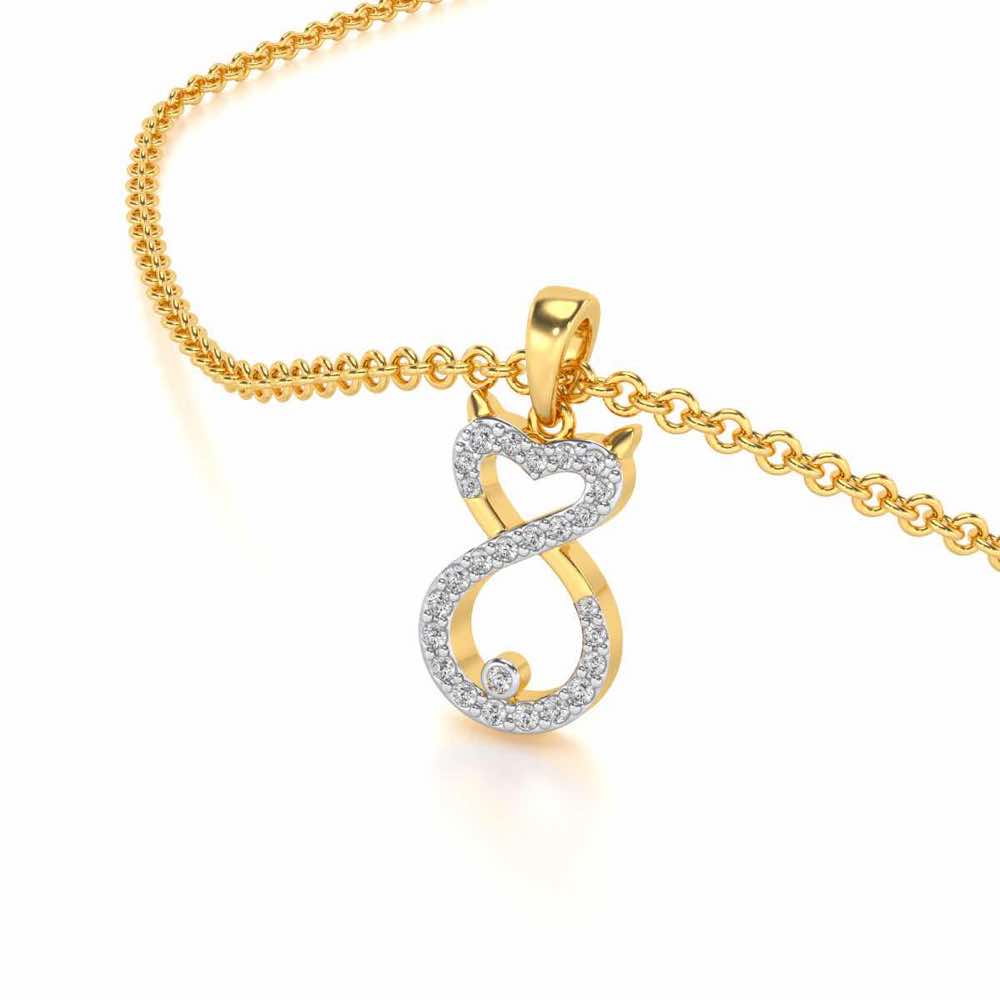 Meow Silver Pendant - Yellow Gold - Image 1