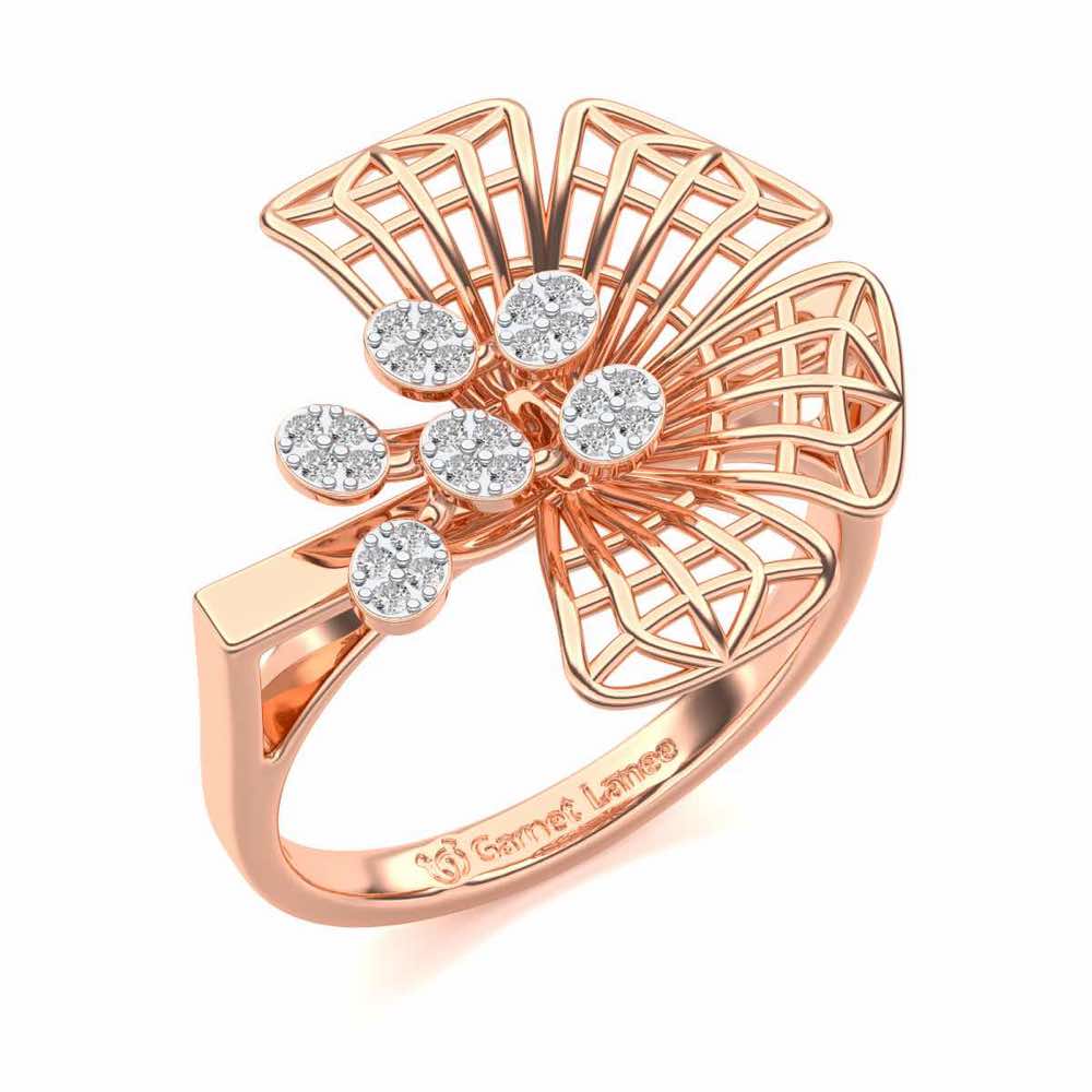 Mesh Bloom Silver Ring - Rose Gold - Image 1