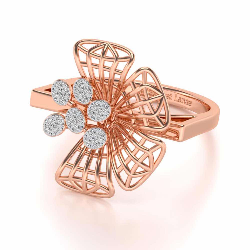Mesh Bloom Silver Ring - Rose Gold - Image 2