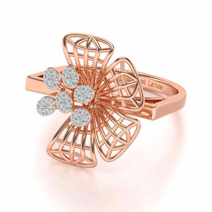 Mesh Bloom Silver Ring - Rose Gold - Image 2