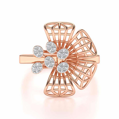 Mesh Bloom Silver Ring - Rose Gold - Image 4