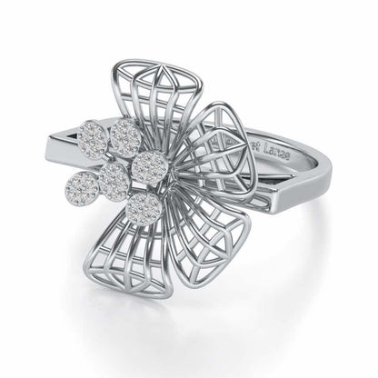 Mesh Bloom Silver Ring - White Gold - Image 2