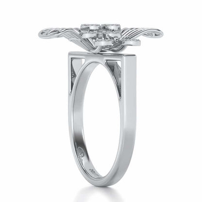 Mesh Bloom Silver Ring - White Gold - Image 3