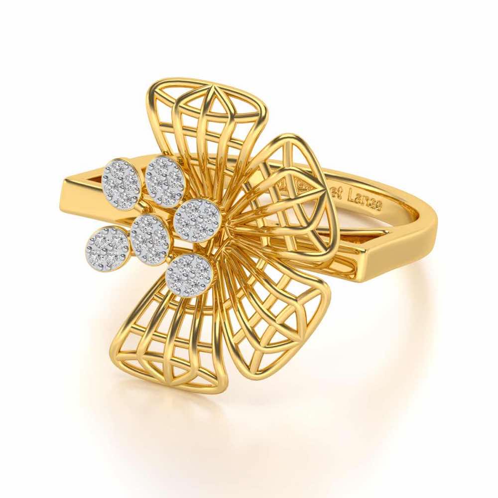 Mesh Bloom Silver Ring - Yellow Gold - Image 2