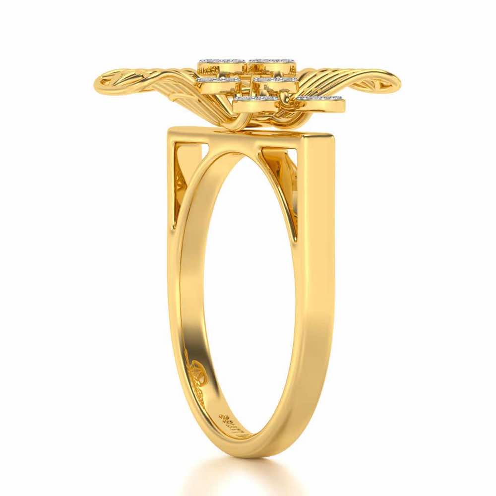 Mesh Bloom Silver Ring - Yellow Gold - Image 3