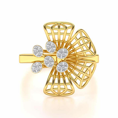 Mesh Bloom Silver Ring - Yellow Gold - Image 4