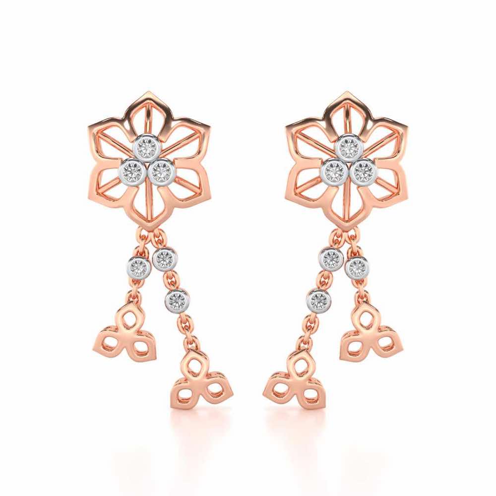 Mesh Flower Silver Earrings - Rose Gold - Image 1