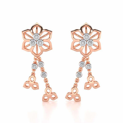 Mesh Flower Silver Earrings - Rose Gold - Image 1