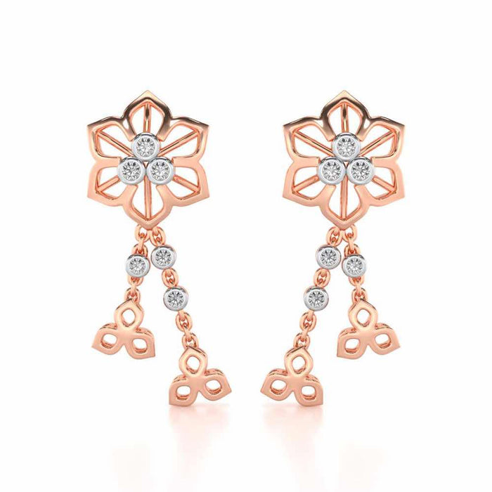 Mesh Flower Silver Earrings - Rose Gold - Image 1
