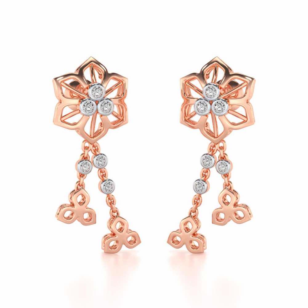 Mesh Flower Silver Earrings - Rose Gold - Image 2