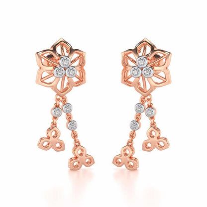 Mesh Flower Silver Earrings - Rose Gold - Image 2
