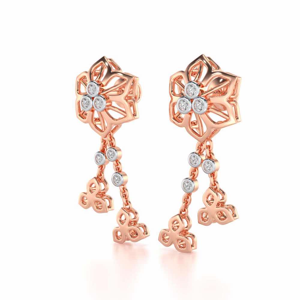 Mesh Flower Silver Earrings - Rose Gold - Image 3