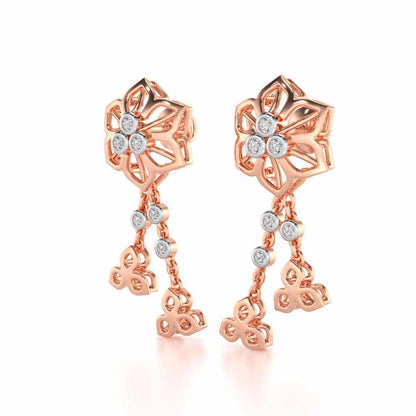 Mesh Flower Silver Earrings - Rose Gold - Image 3