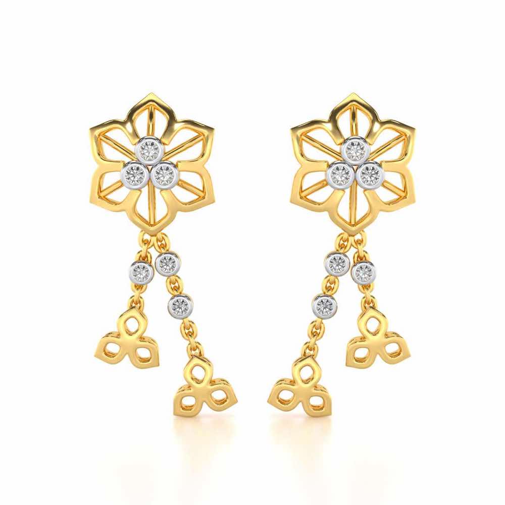 Mesh Flower Silver Earrings - Yellow Gold - Image 1