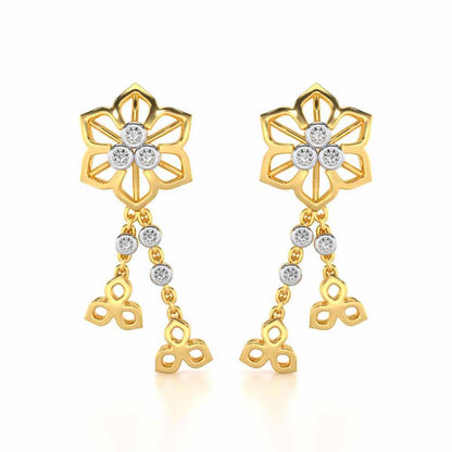 Mesh Flower Silver Earrings - Yellow Gold - Image 1