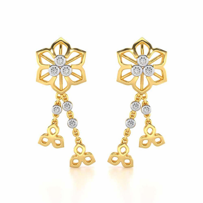 Mesh Flower Silver Earrings - Yellow Gold - Image 1