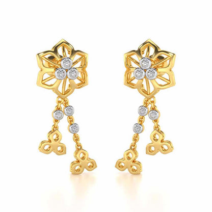 Mesh Flower Silver Earrings - Yellow Gold - Image 2