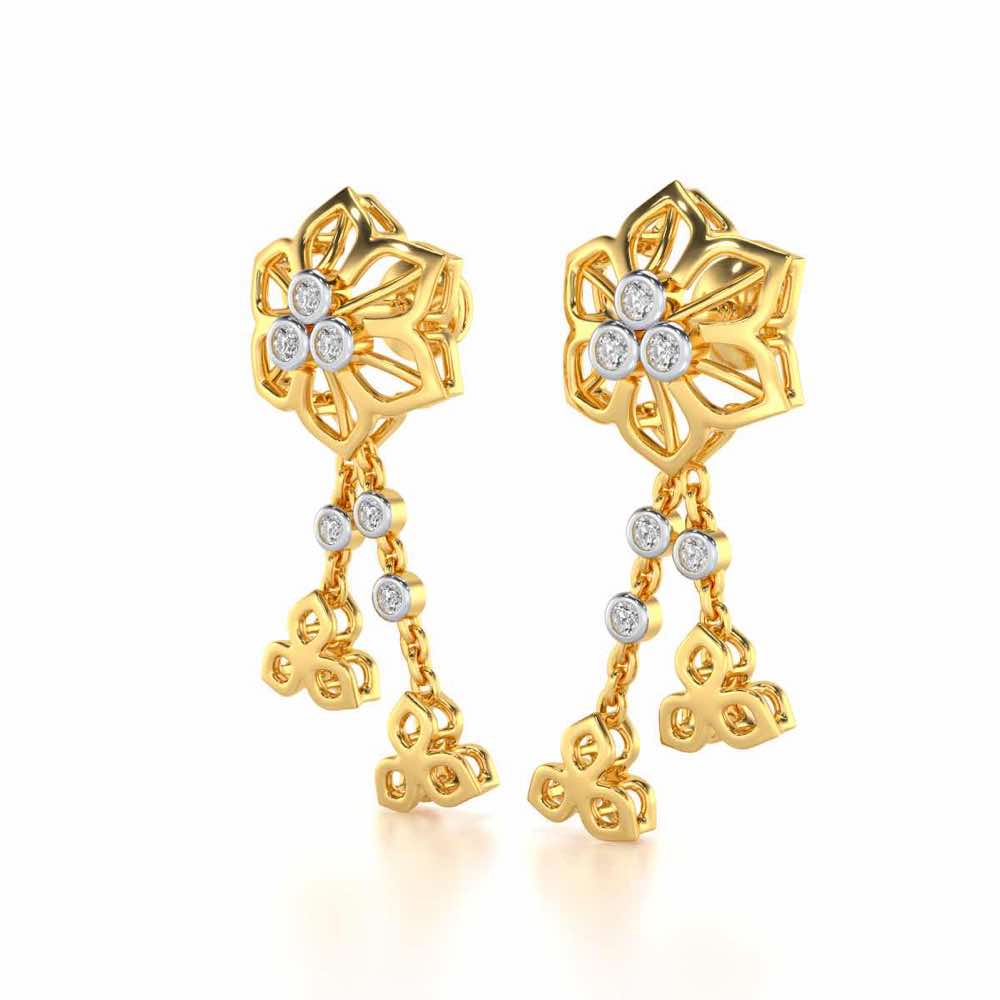 Mesh Flower Silver Earrings - Yellow Gold - Image 3