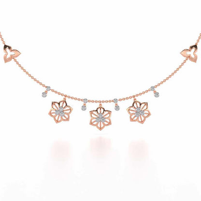 Mesh Flower Silver Necklace - Rose Gold - Image 2
