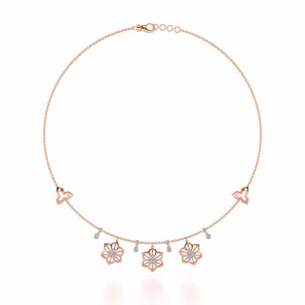 Mesh Flower Silver Necklace - Rose Gold - Image 3