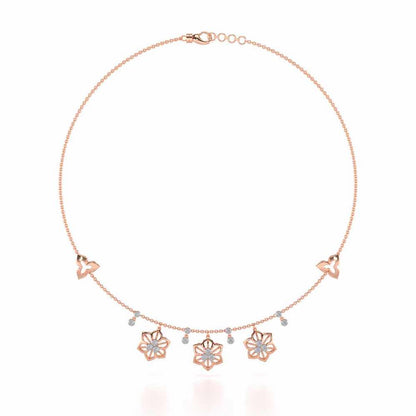 Mesh Flower Silver Necklace - Rose Gold - Image 3